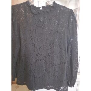 Adiva long sleeve high collar keyhole witchy goth lace with under black S